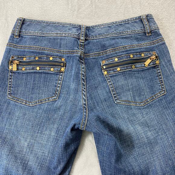 Michael Kors Studded Bootcut Jeans Women‎ 6 Blue Medium Wash Y2K Straight Leeg - Picture 1 of 11